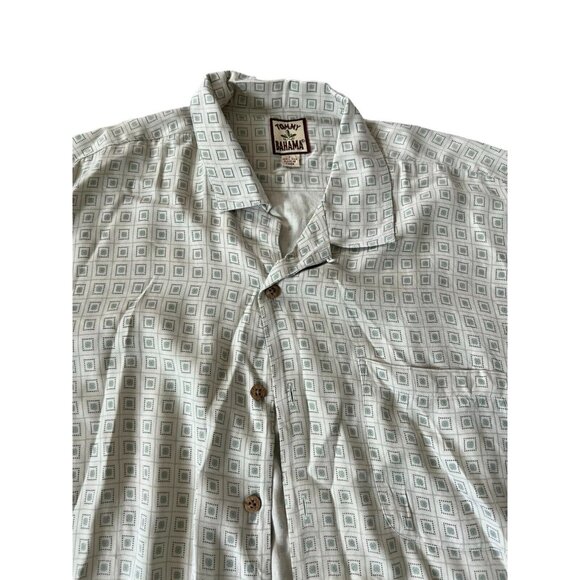 Tommy Bahama Mens White Geometric‎ Button Up Silk Shirt Short Sleeve Size L - Picture 6 of 10